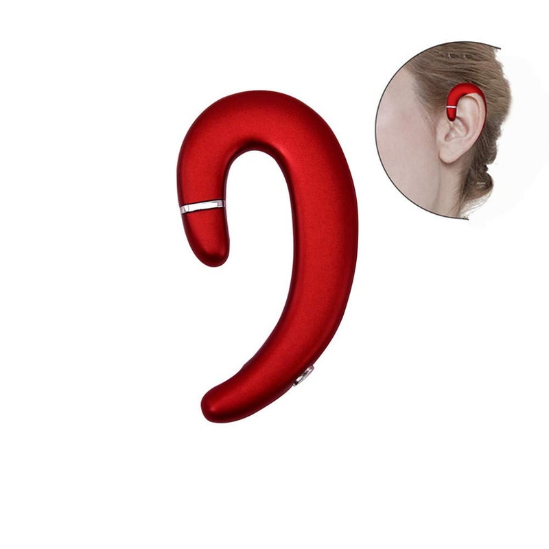 Sunffice Ear Hook Bluetooth Wireless Headphone,Non Ear Plug Headset with Microphone,Single Ear Noise Cancelling Earphones Painless Wearing for Android Smartphones,iPhone14 13 12 11 X 8 (Red) - Image 1